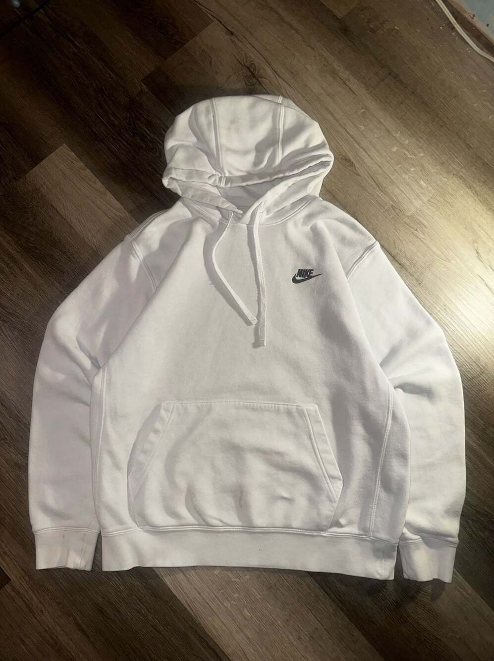 Nike White Embroidered Swoosh Pullover Hoodie